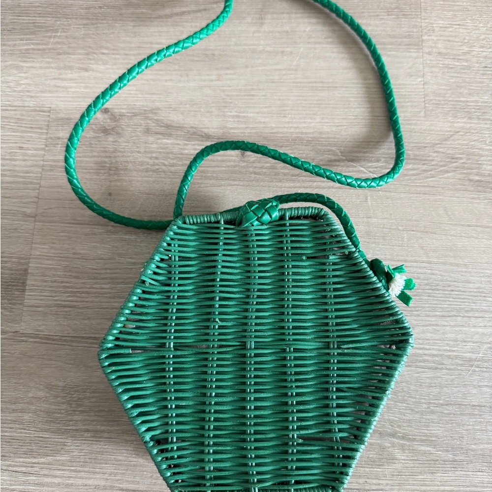 Zara Green Hexagonal Crossbody Bag